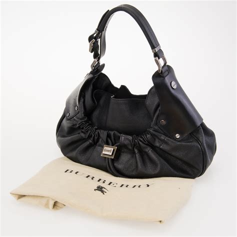 burberry black leather hobo